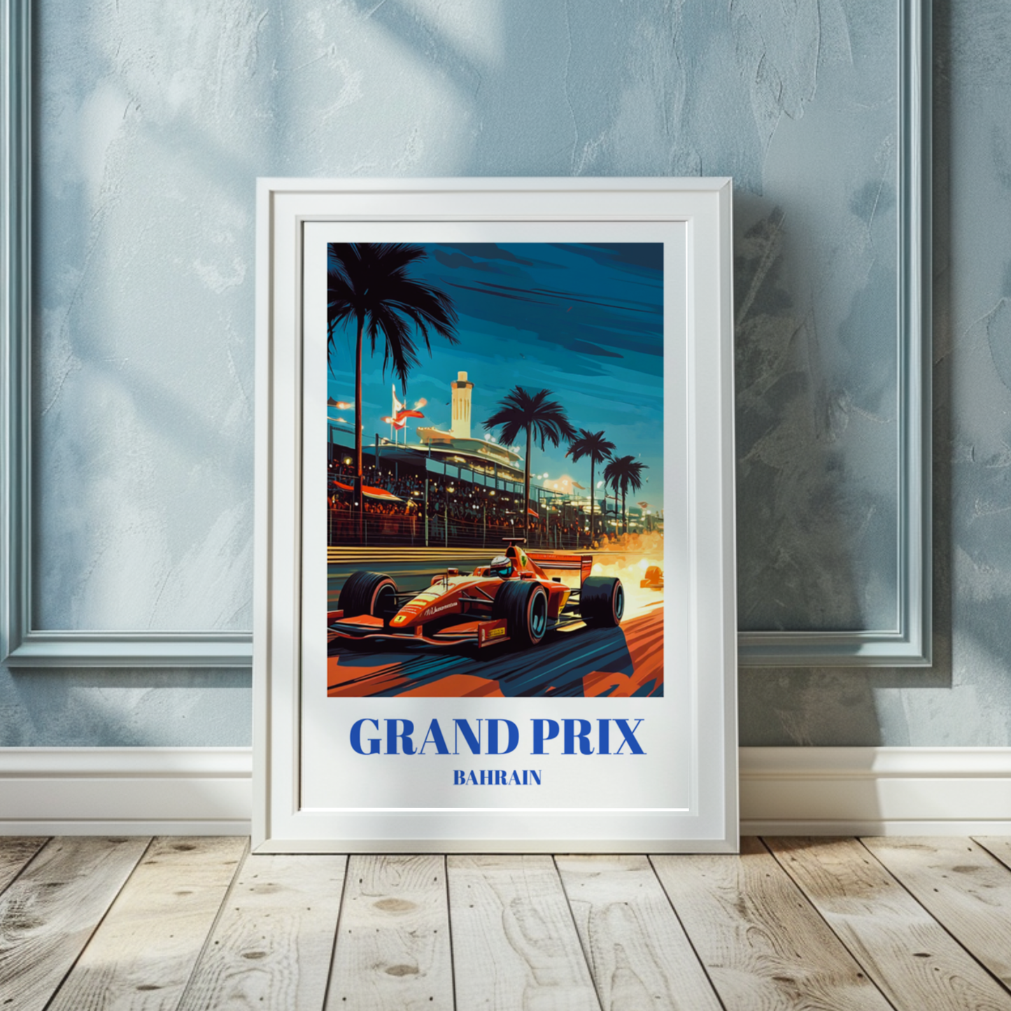 Bahrain Grand Prix Travel Poster, Sakhir Circuit Formula 1 Art Print