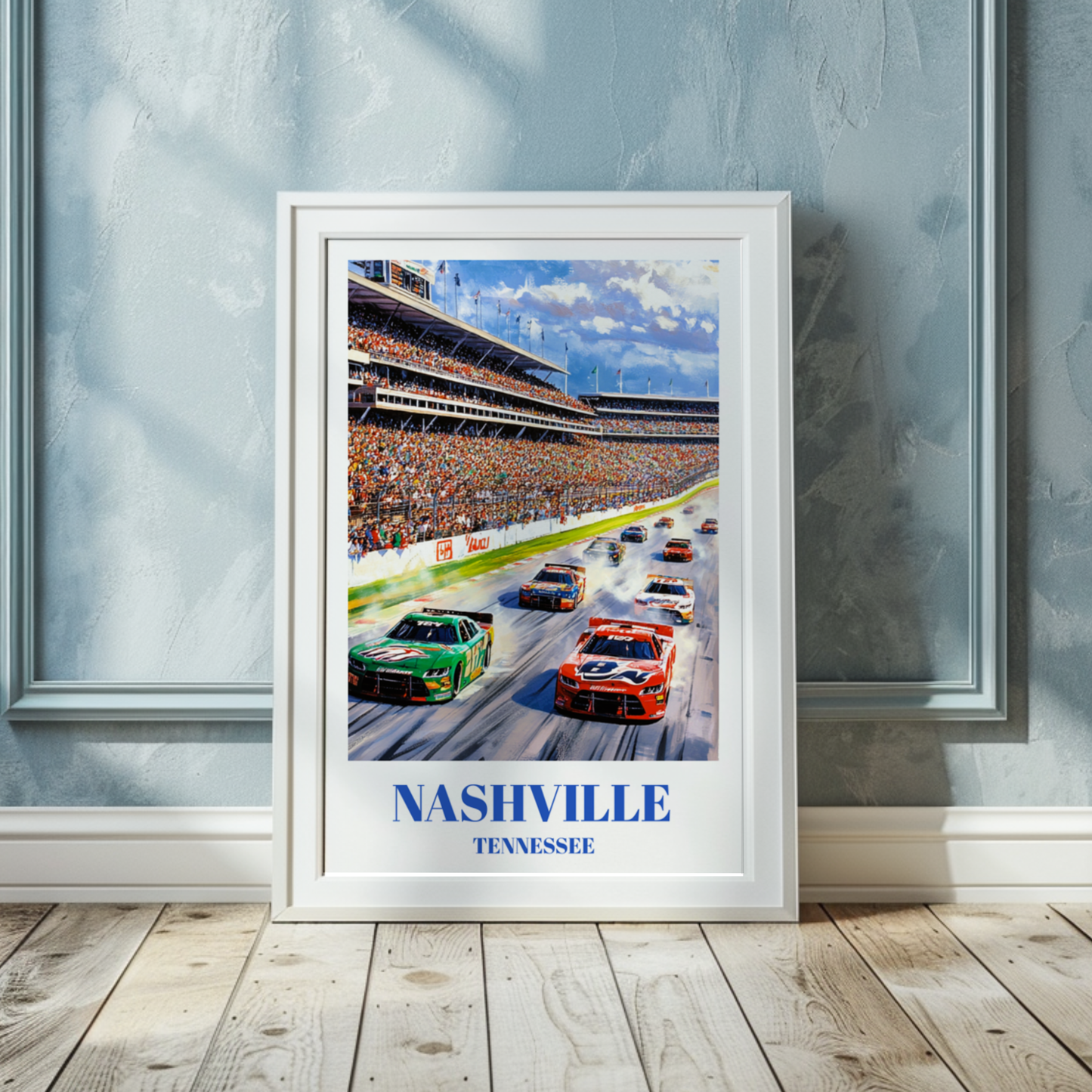 Nashville Tennessee Speedway Travel Print, Retro Racing Wall Art, Race Track Print