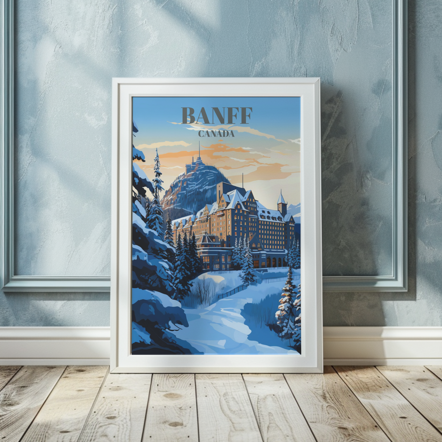 Fairmont Hotel in Banff, Canada Travel Poster - Banff National Park Wall Decor