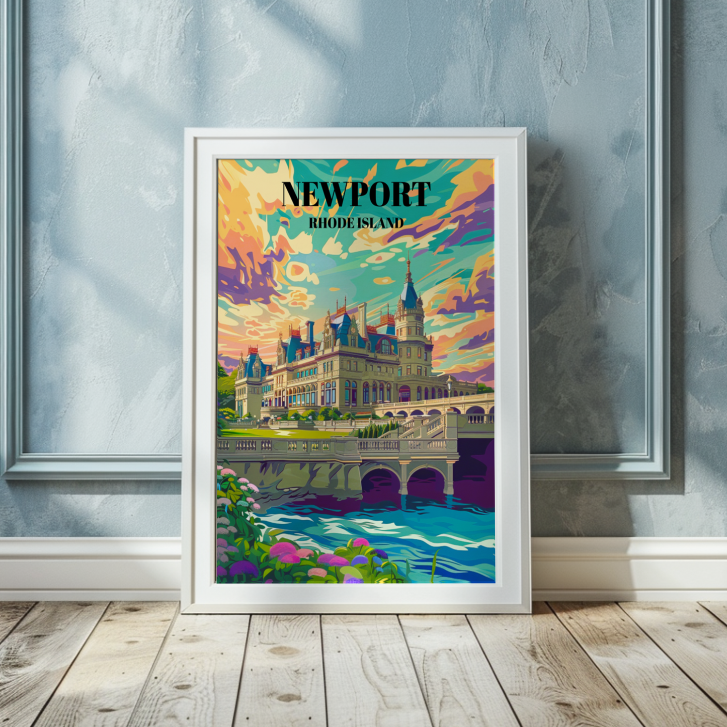 The Breakers, Newport Rhode Island Travel Poster, Gilded Age Mansion