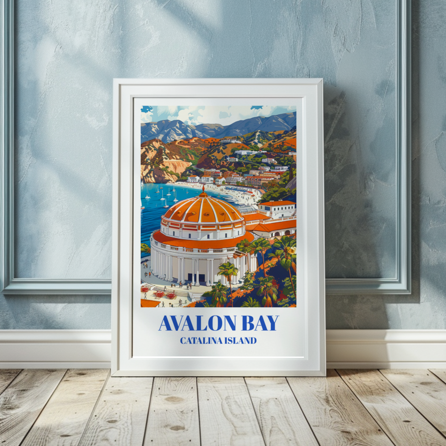 Stunning Avalon Bay, Catalina Island Travel Poster, Art Print of Catalina Island