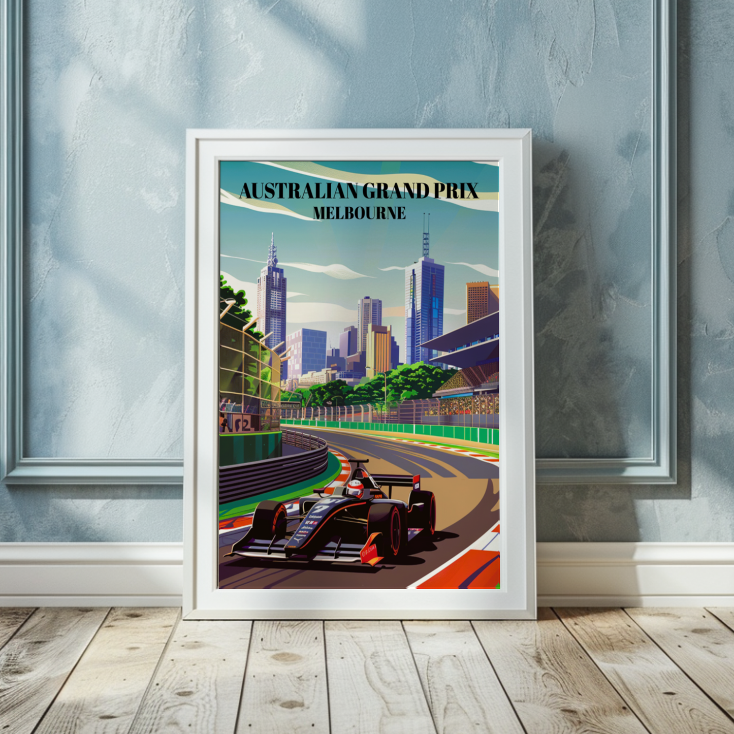 Australian Grand Prix Melbourne Circuit Travel Poster, Formula 1 Racing Wall Art
