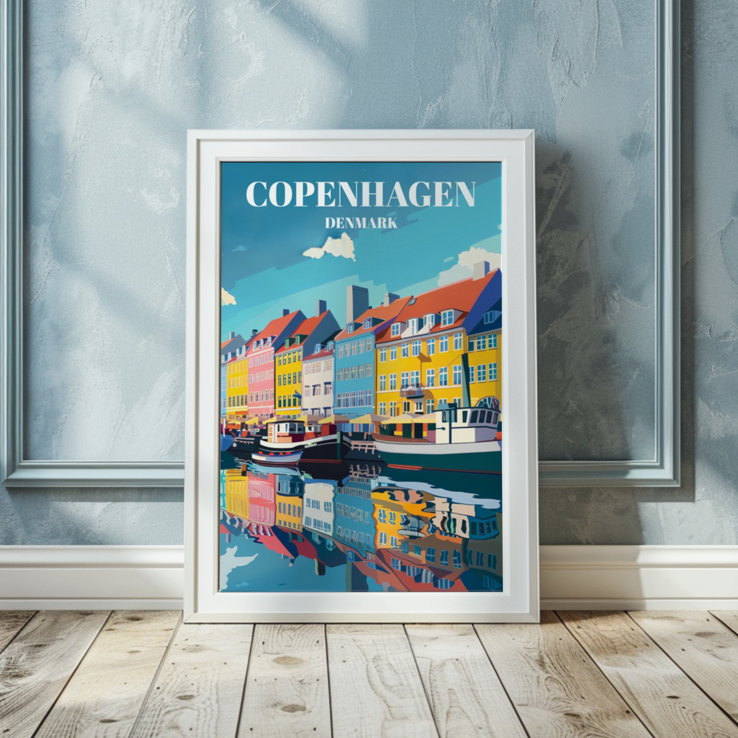 Nyhavn Copenhagen Denmark Travel Poster, Scandinavian Wall Art