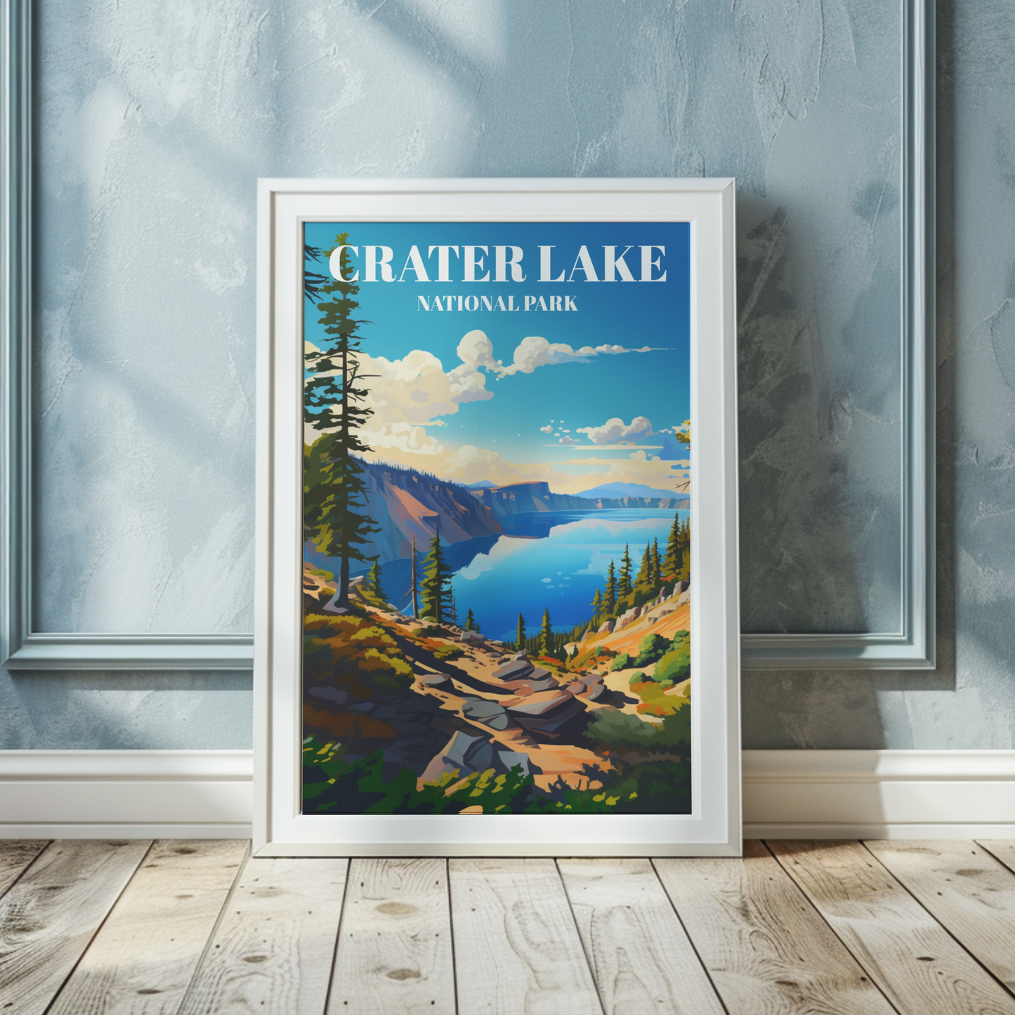 Crater Lake National Park Travel Poster: Scenic Landscape Art Print