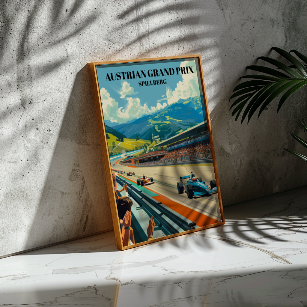 Austrian Grand Prix Spielberg Travel Poster, F1 Racing Circuit Illustration