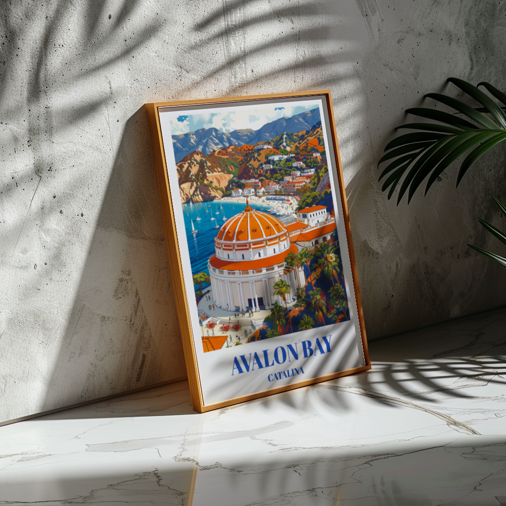 Stunning Avalon Bay, Catalina Island Travel Poster, Art Print of Catalina Island