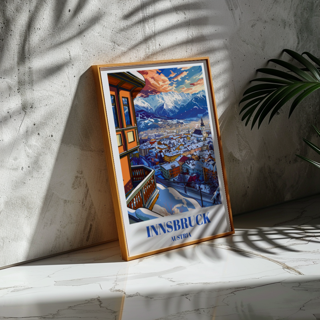 Travel Poster of Innsbruck, Austria - Alpine Charm, Old Town Architecture
