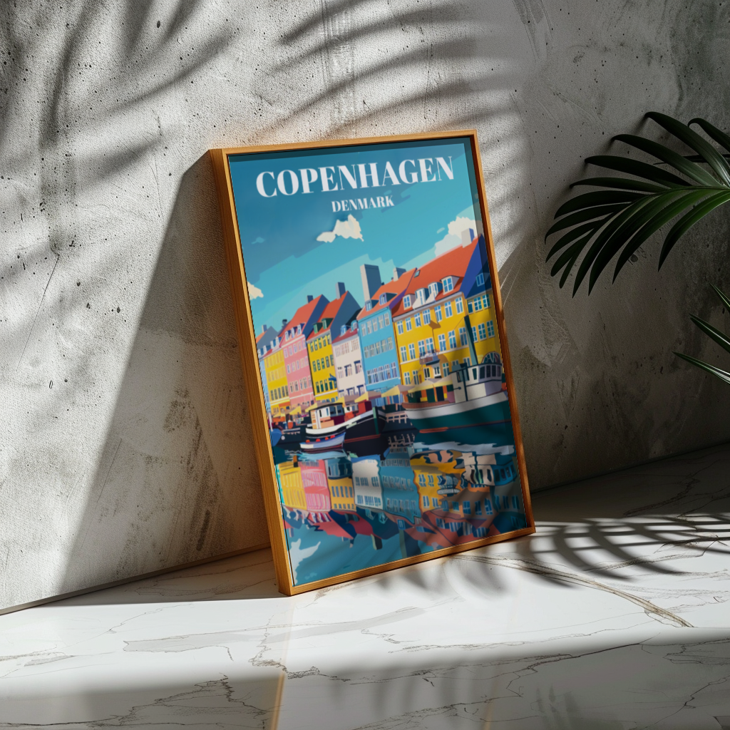 Nyhavn Copenhagen Denmark Travel Poster, Scandinavian Wall Art