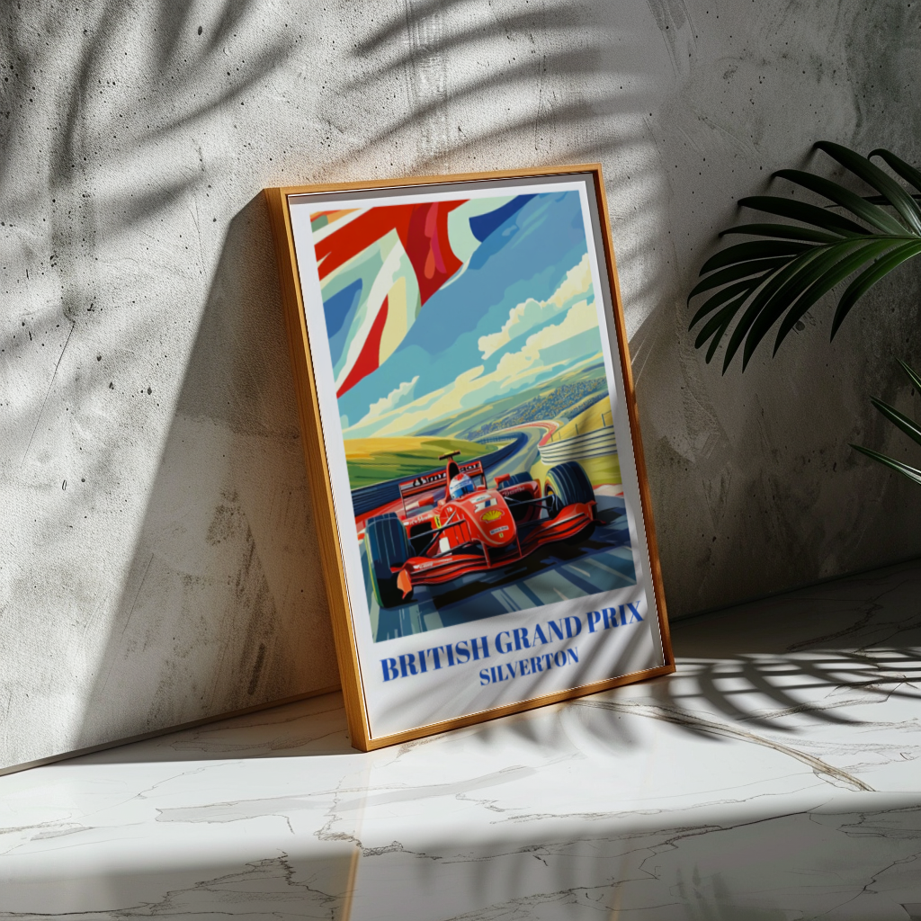 British Grand Prix Silverstone Travel Poster, F1 Racing Art Print