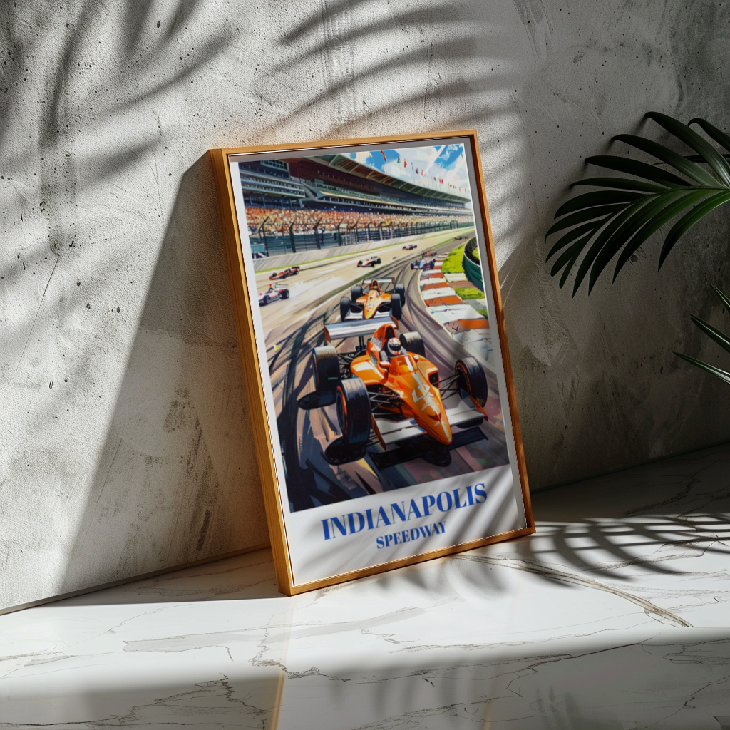 Indianapolis Racetrack Travel Poster. Indy 500 Wall Art, Indianapolis Speedway