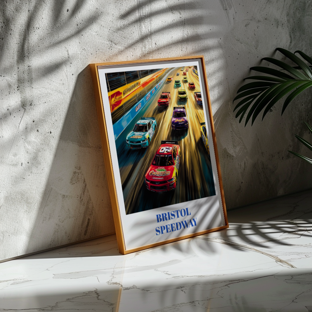 Bristol Motor Speedway Travel Poster, NASCAR Racing Art Print, Bristol, Tennessee Wall Decor,