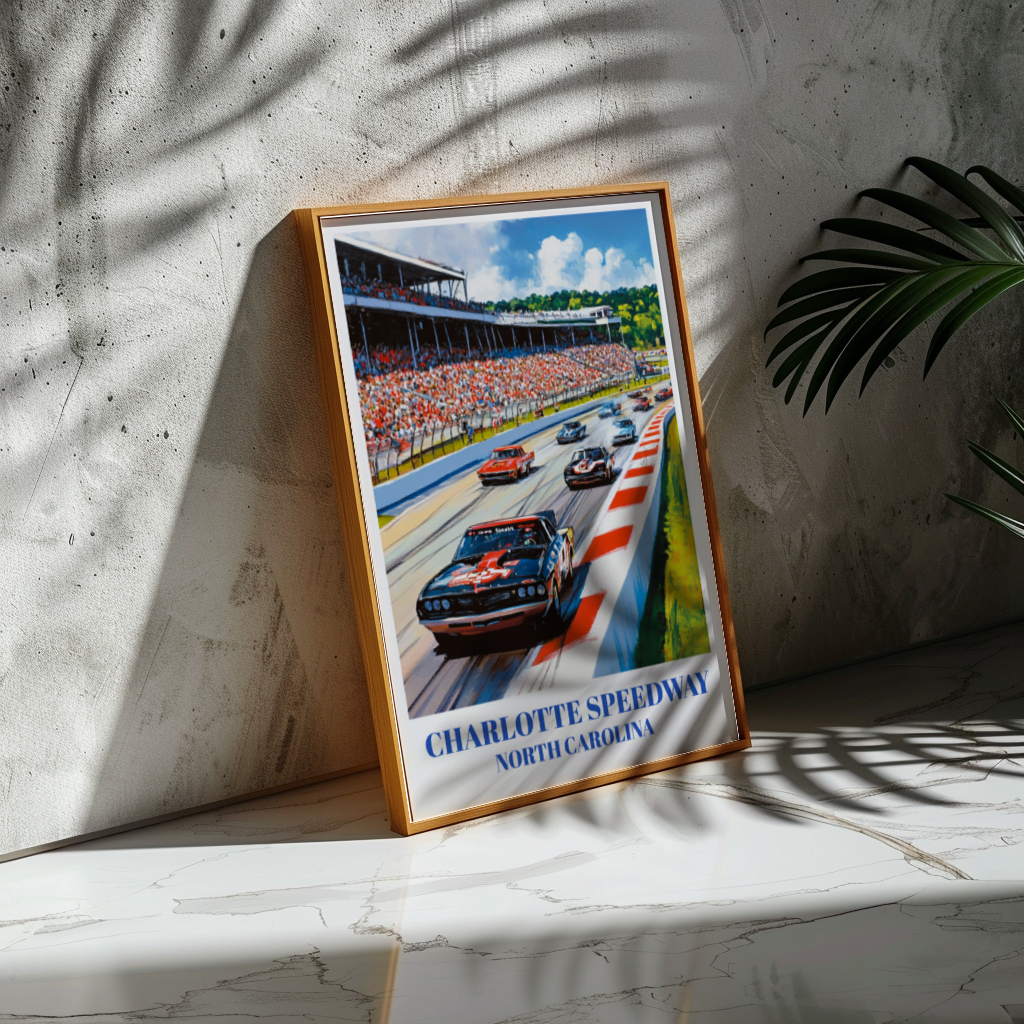 Charlotte Speedway Travel Poster. North Carolina Racing Print,