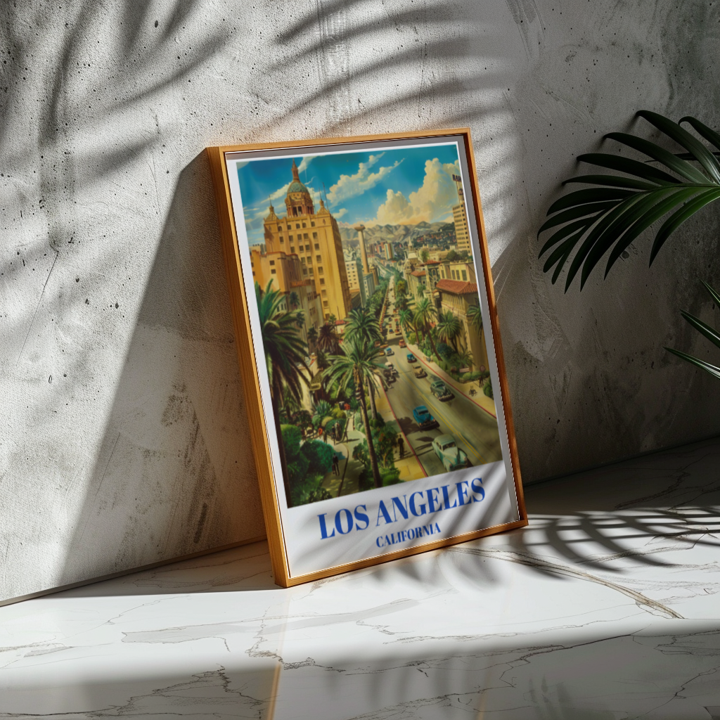 1940s Los Angeles Travel Poster, Retro California Wall Art Print