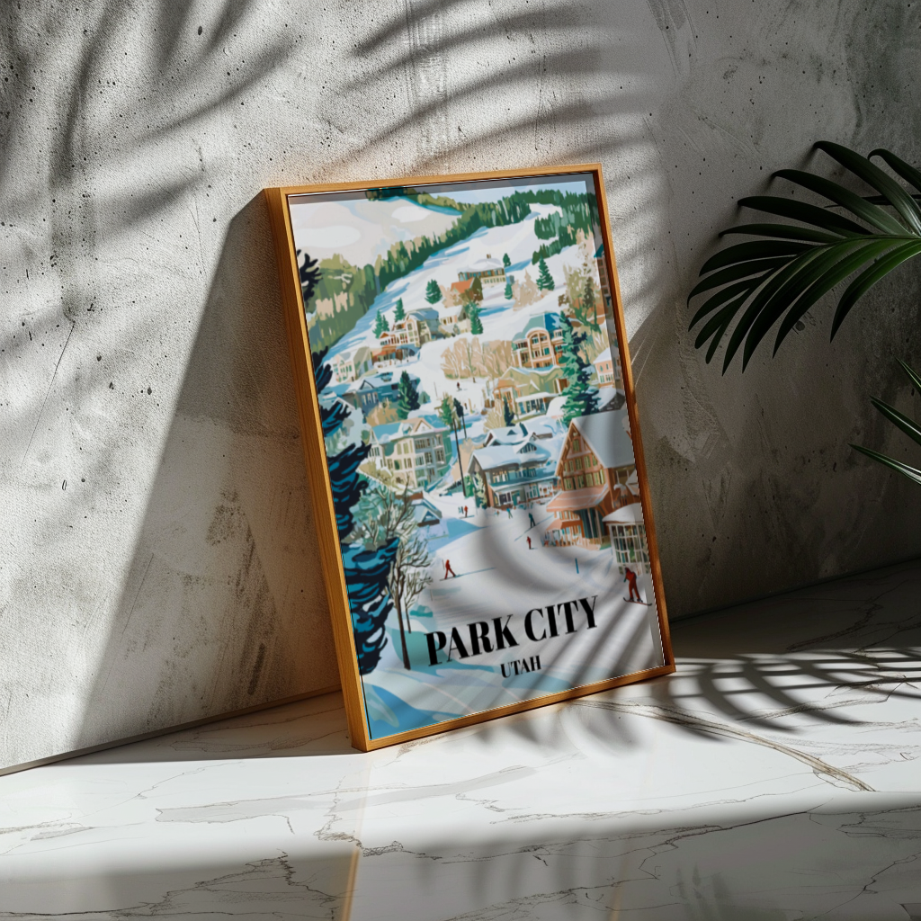 Park City Utah Travel Poster, Ski Resort Wall Art Print