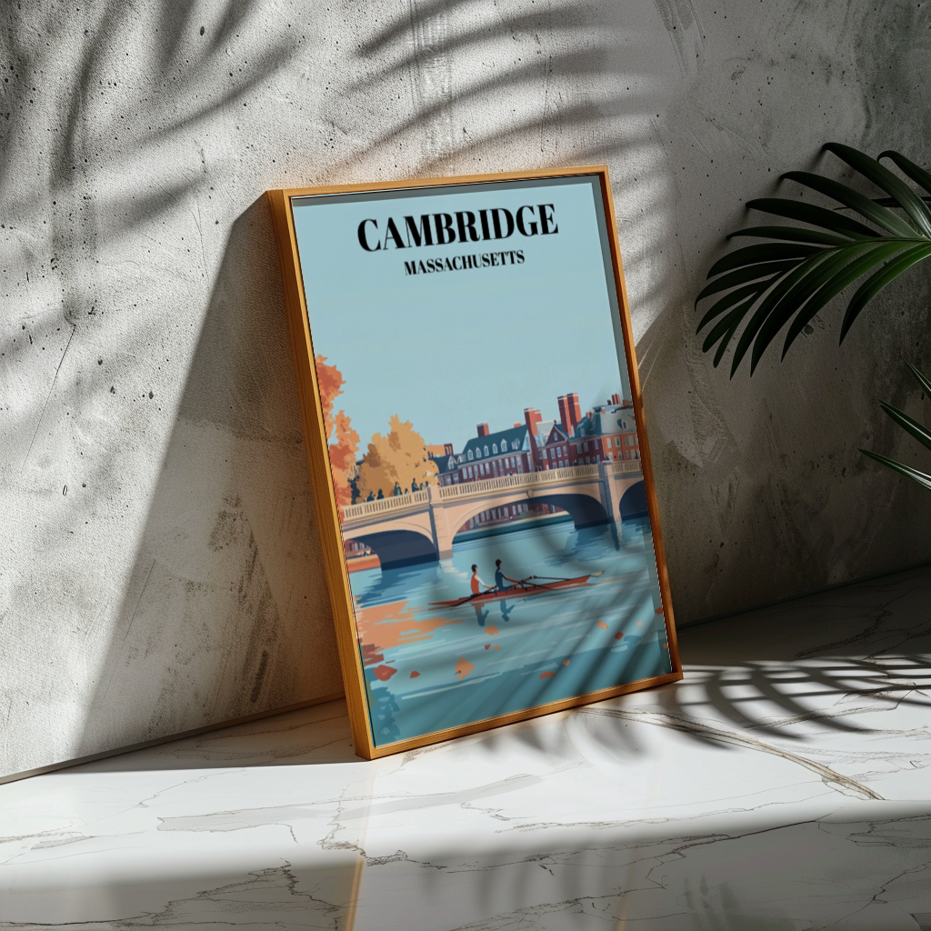 Cambridge Massachusetts Travel Poster, Harvard University Wall Art