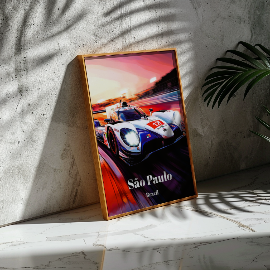 6 Hours of São Paulo Interlagos Circuit Travel Poster, Brazil Motorsport Racing