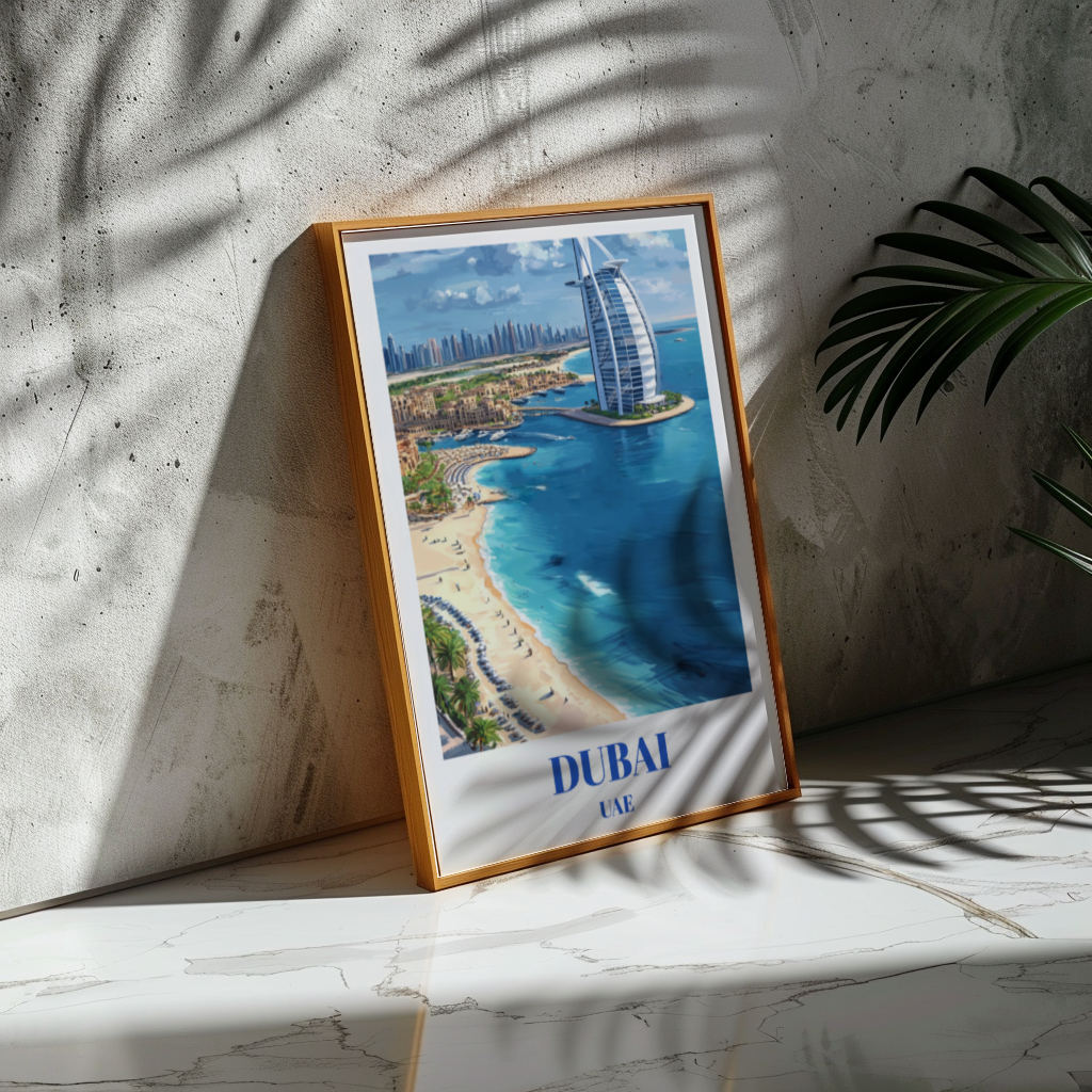 Dubai Travel Poster, Modern Wall Art of UAE Skyline