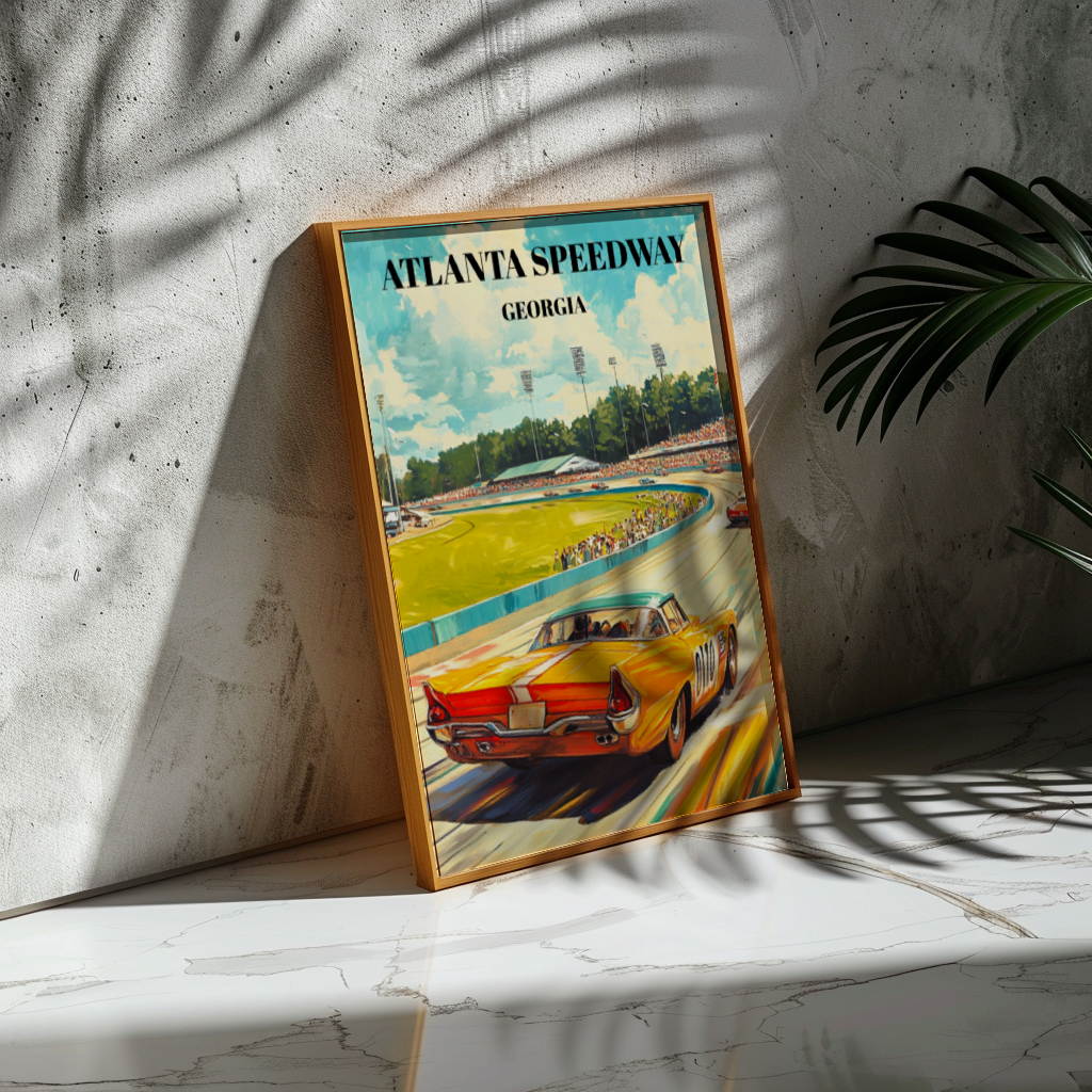 Atlanta Speedway Travel Poster, Racing Art Print, Georgia NASCAR Memorabilia