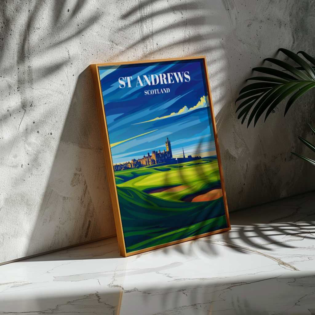 St. Andrews Links Scotland Travel Poster Print, Historic Golf Course Art Decor