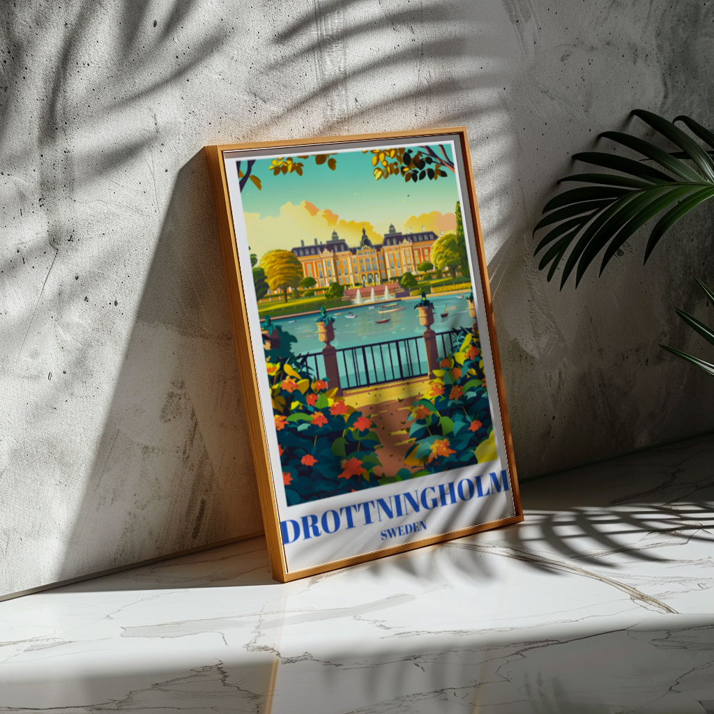 Travel Poster of Drottningholm Palace, Sweden - Historic Royal Residence Art Print