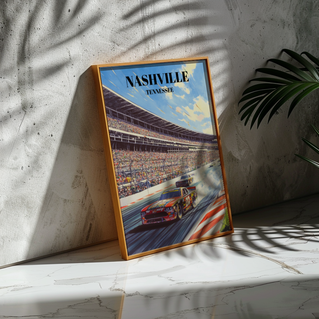 Nashville, Tennessee Superspeedway Travel Poster - Racing Wall Art, Motorsports Decor