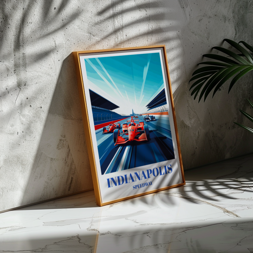 Indianapolis 500 Raceway Travel Poster, Indy Race Track Wall Art