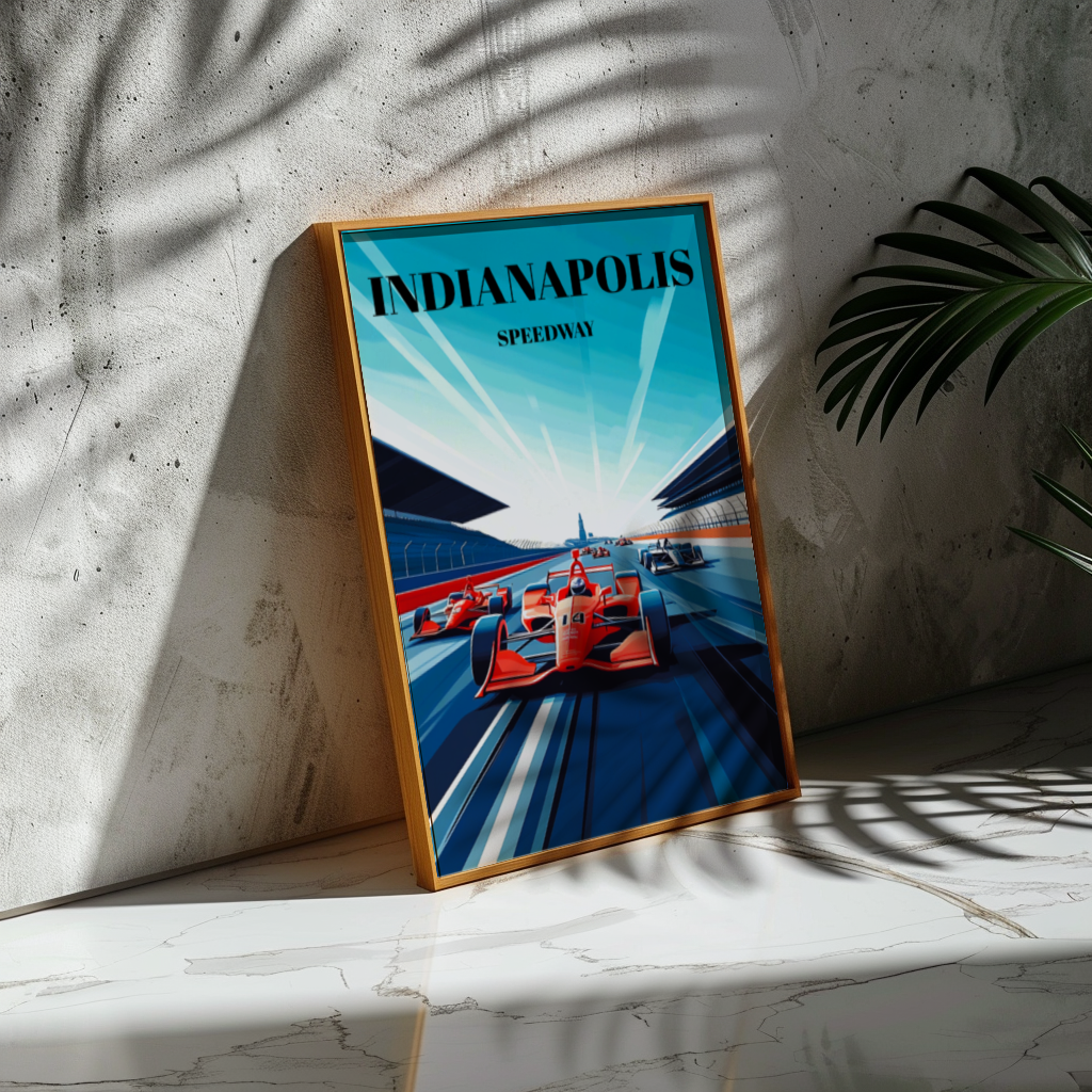 Indy-500 Travel Poster, Indianapolis Motor Raceway Wall Art