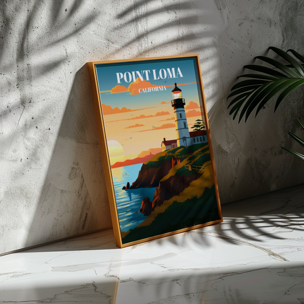 Point Loma Lighthouse Travel Poster Art Print - San Diego Coastal Wall Decor