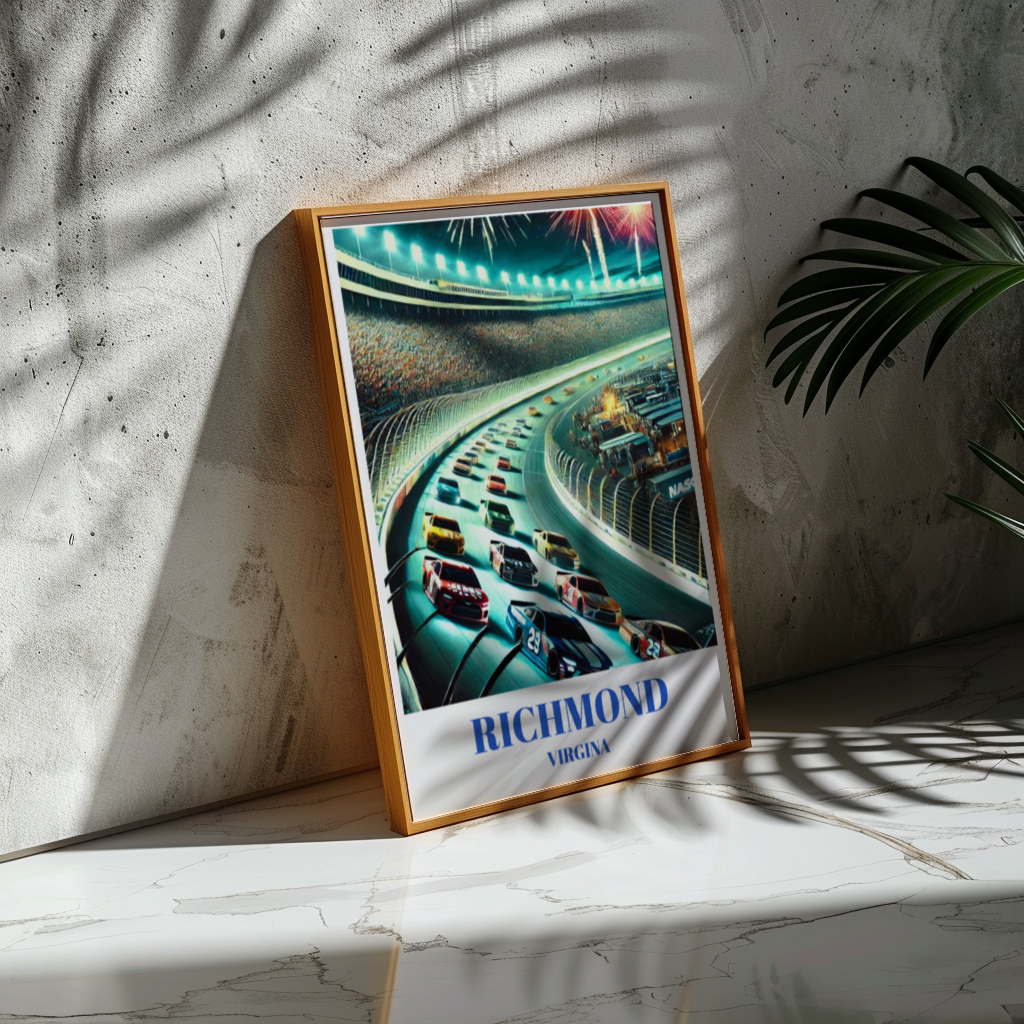 Richmond, Virginia Raceway Travel Poster, Stock Car Race Print