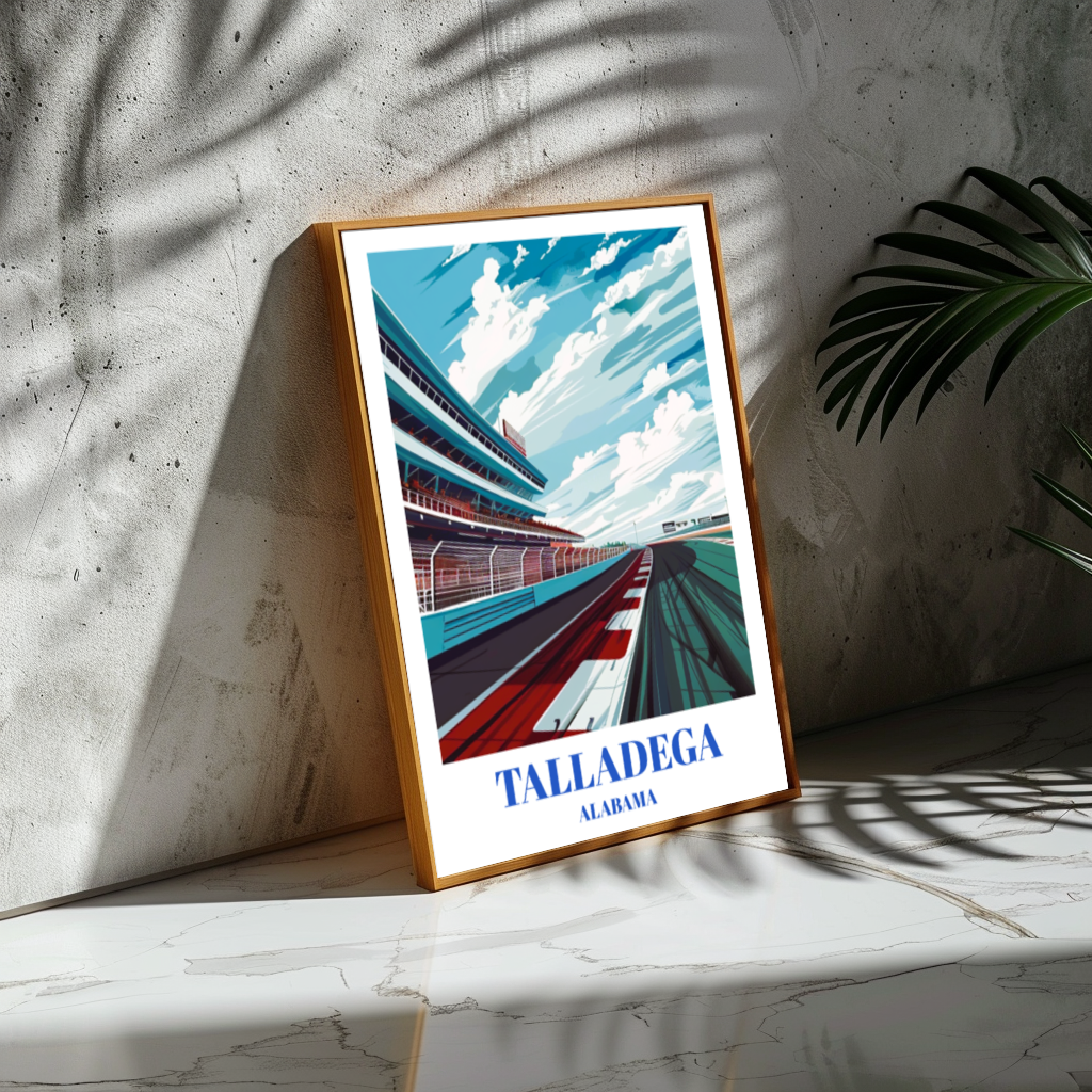 Talladega Superspeedway Travel Poster, NASCAR Racing Art Print