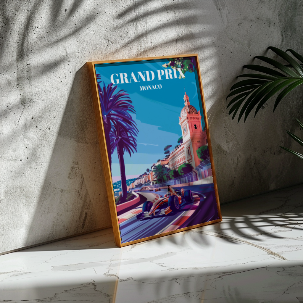 Exciting Grand Prix Monaco Travel Poster, Iconic Formula 1 Racing Art Print