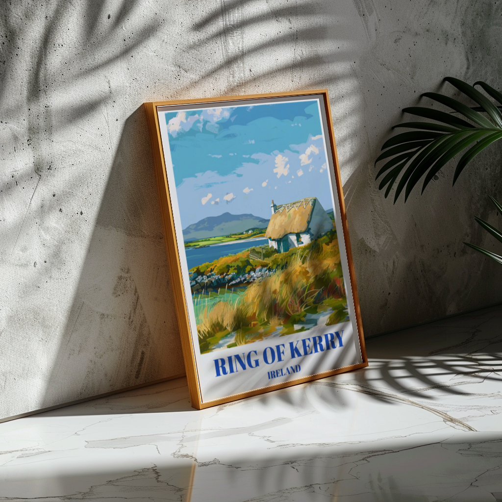 Ring of Kerry Ireland Travel Poster: Scenic Countryside Landscape Art Print