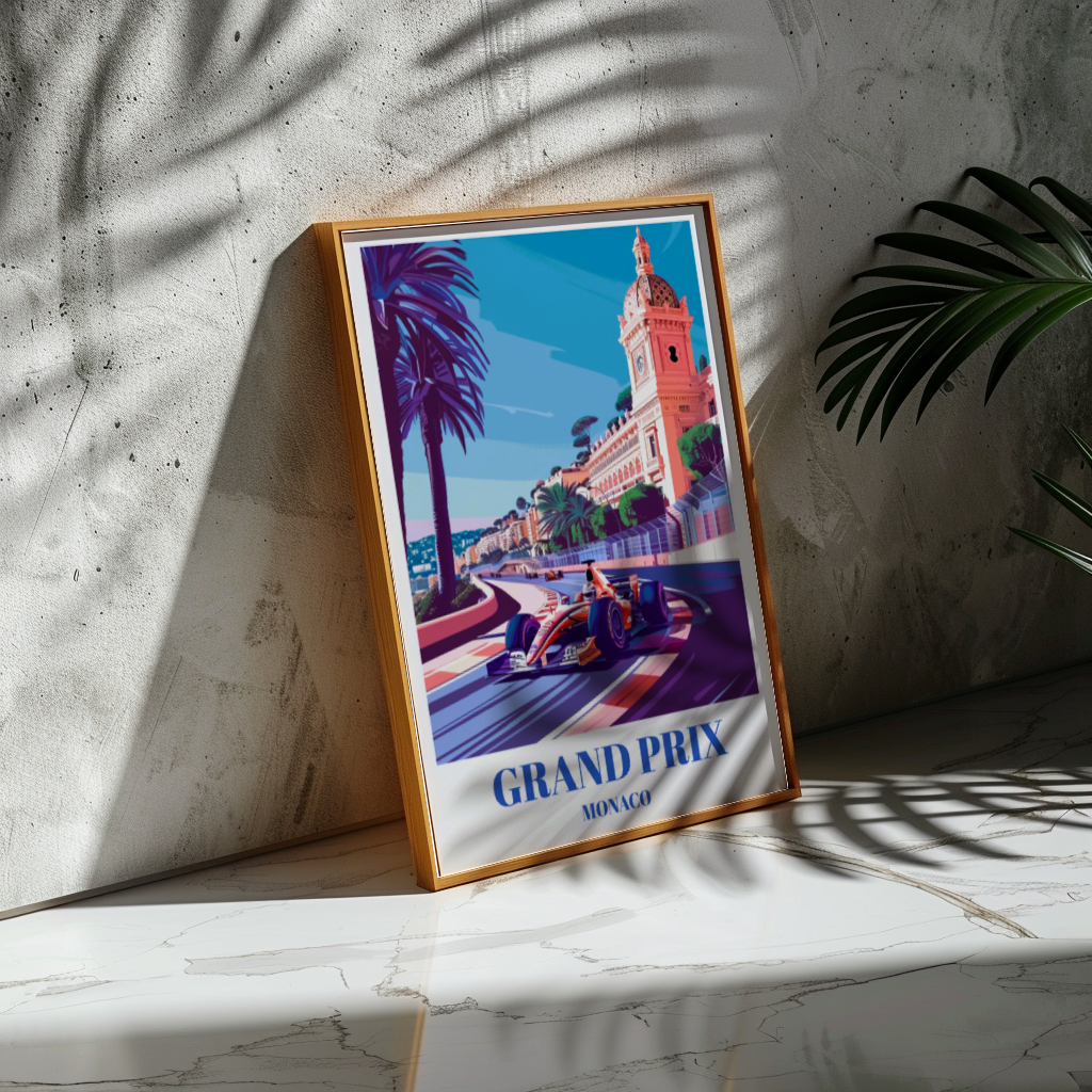 Grand Prix Monaco Travel Poster, Iconic Formula 1 Racing Art Print
