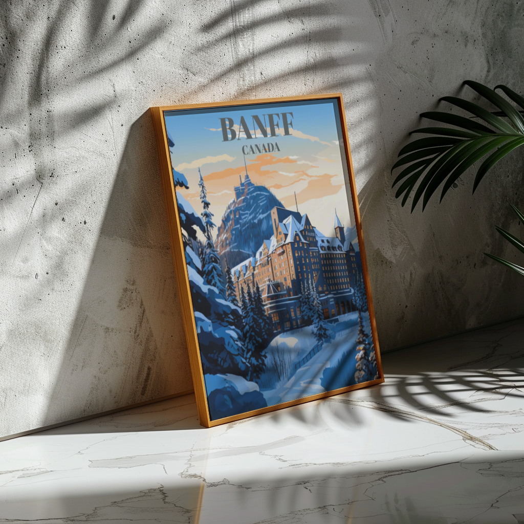 Fairmont Hotel in Banff, Canada Travel Poster - Banff National Park Wall Decor