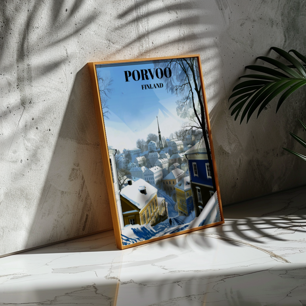 Porvoo, Finland, Charming Travel Poster Featuring Old Town