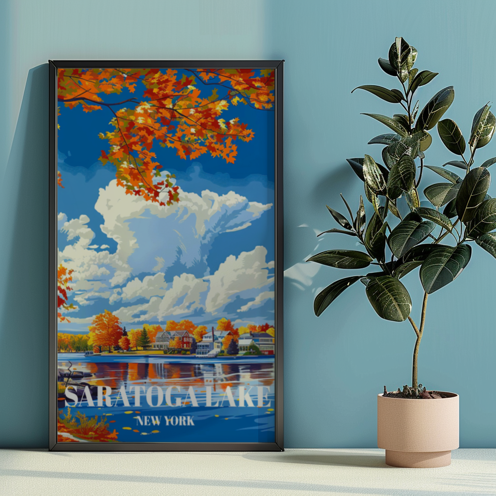 Scenic Saratoga Lake Travel Poster Print, Wall Art Decor for Home or Office