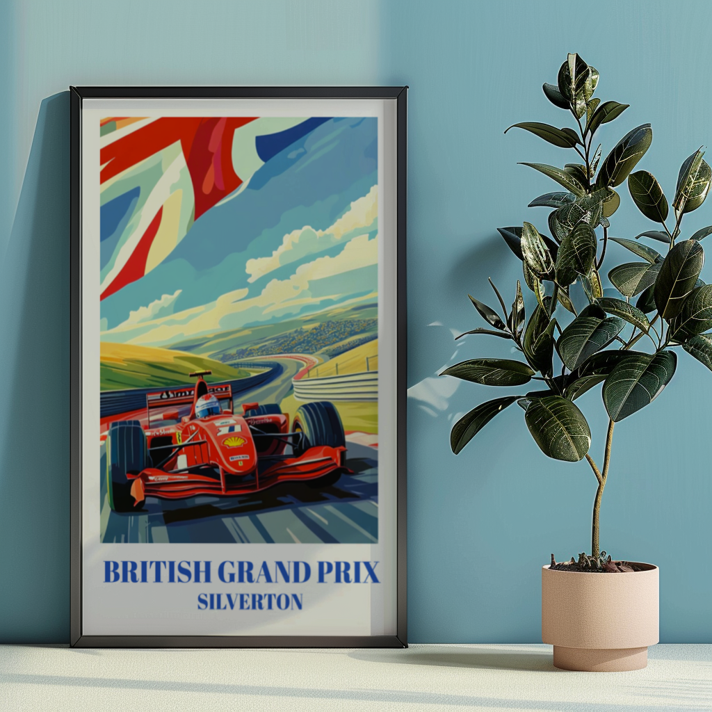 British Grand Prix Silverstone Travel Poster, F1 Racing Art Print