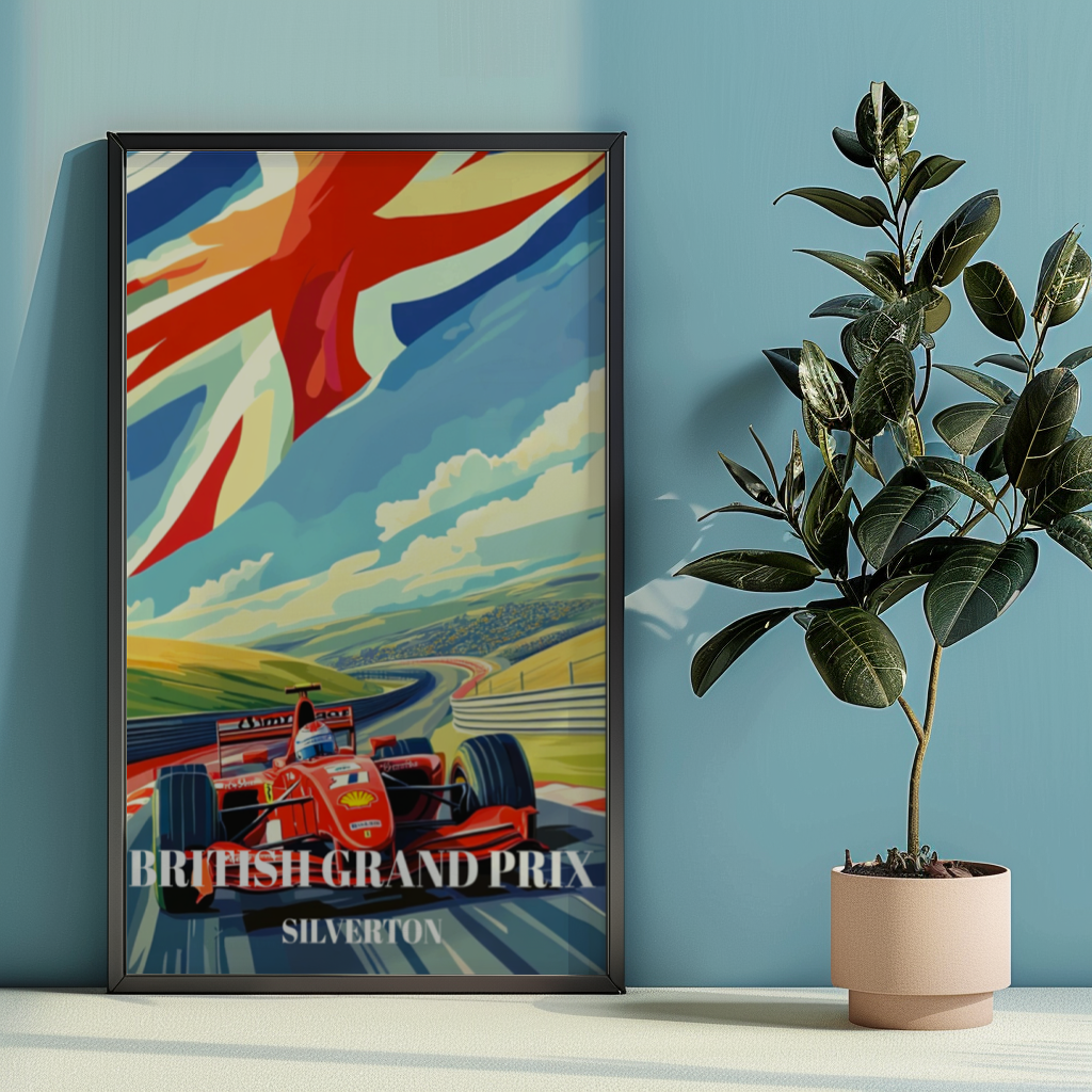 British Grand Prix Silverstone Travel Poster, F1 Racing Art, Motorsport Wall Print
