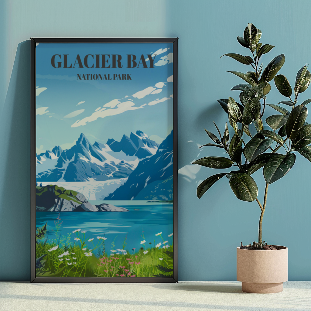 Glacier Bay National Park Poster - Alaska Travel Art Print Wall Decor,