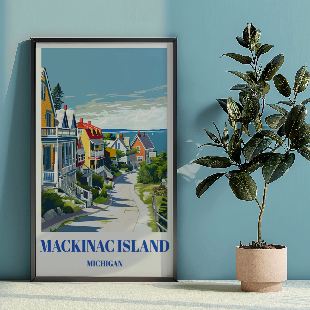 Mackinac Island Michigan Travel Poster - Vintage Great Lakes Wall Art