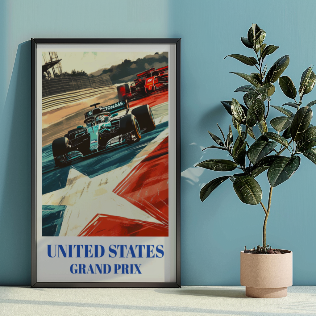 Grand Prix United States Travel Poster, Austin TX F1 Circuit of the Americas Art Print