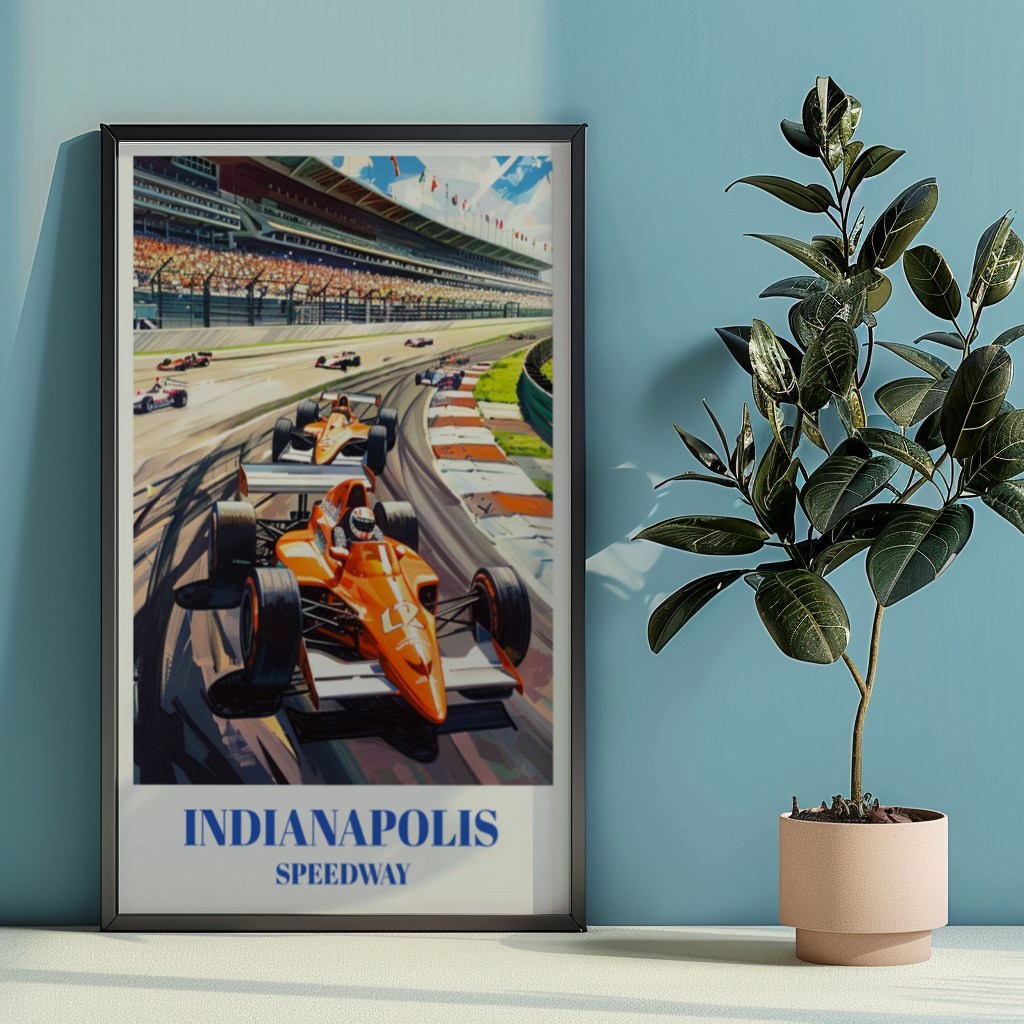 Indianapolis Racetrack Travel Poster. Indy 500 Wall Art, Indianapolis Speedway