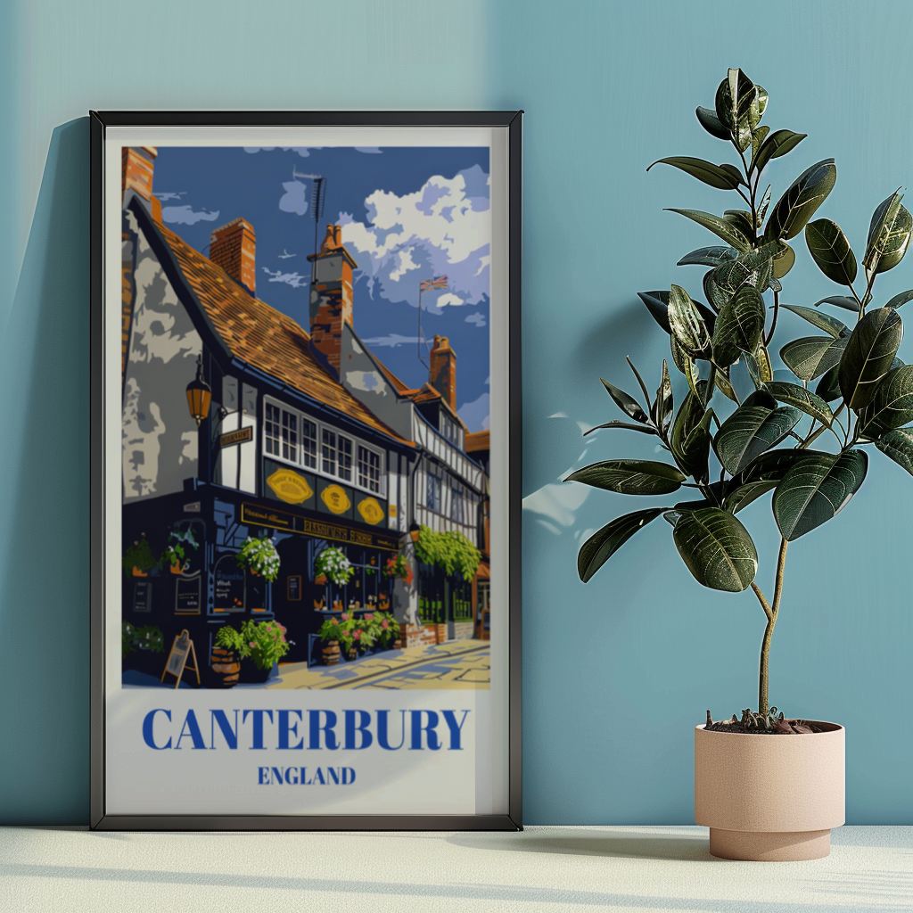 Canterbury, England Vintage-Inspired Travel Poster