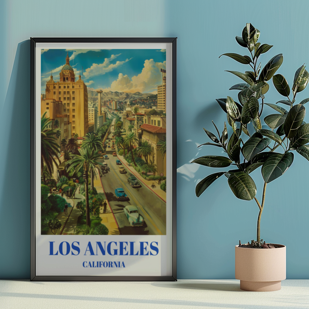 1940s Los Angeles Travel Poster, Retro California Wall Art Print