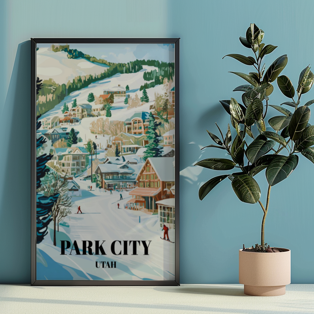 Park City Utah Travel Poster, Ski Resort Wall Art Print