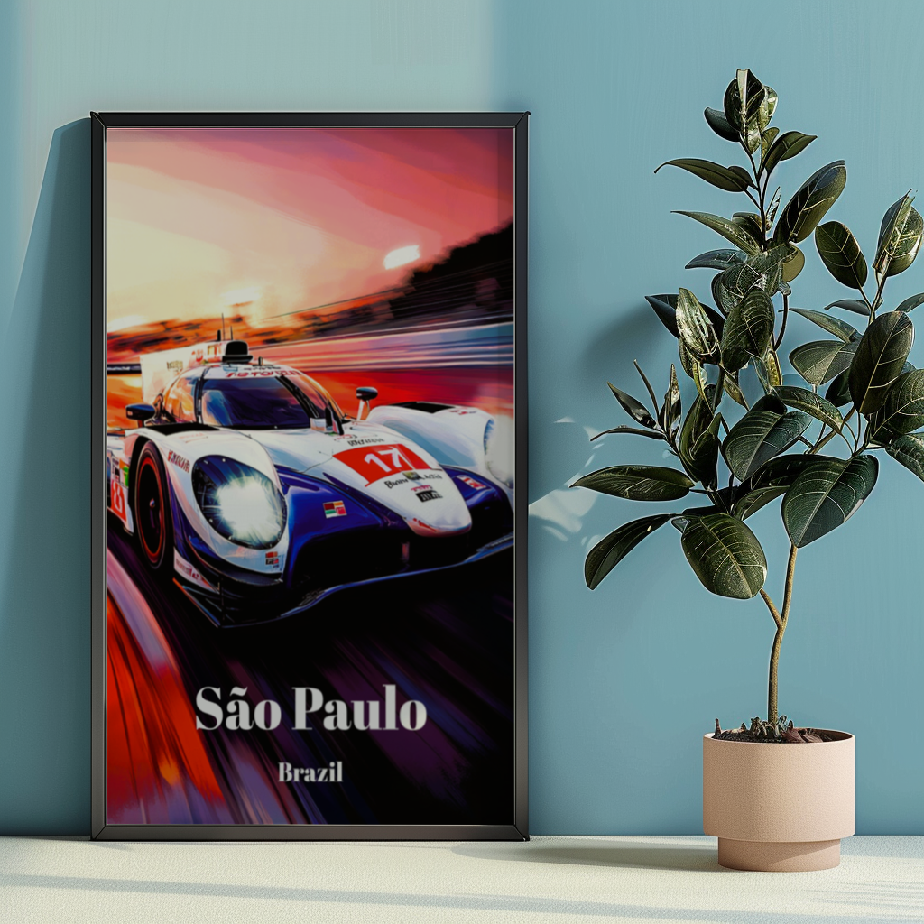 6 Hours of São Paulo Interlagos Circuit Travel Poster, Brazil Motorsport Racing
