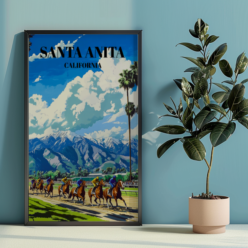 Santa Anita Park Travel Poster - Equestrian Horse Racing Art Print