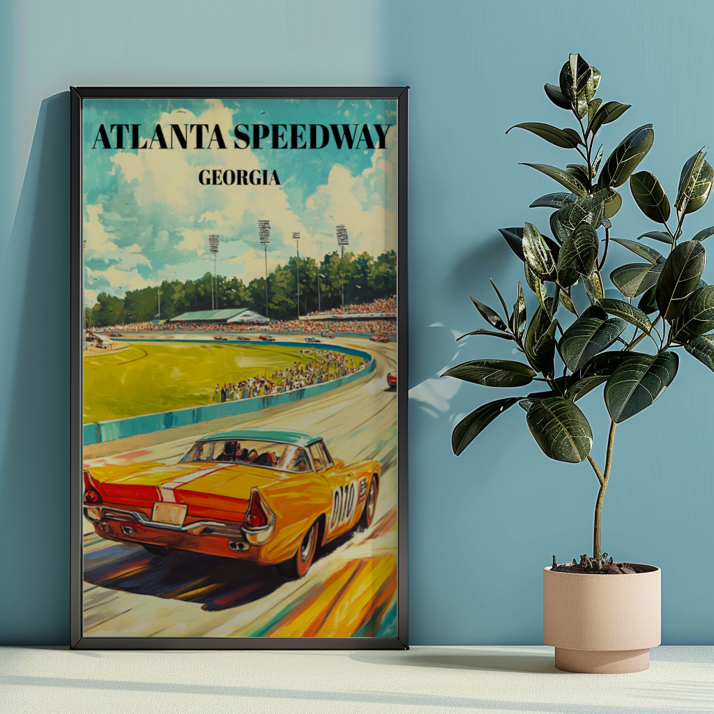 Atlanta Speedway Travel Poster, Racing Art Print, Georgia NASCAR Memorabilia