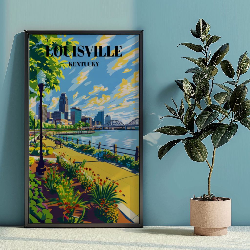 Serene Waterfront Park Louisville Kentucky Travel Poster