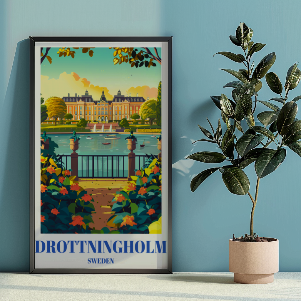 Travel Poster of Drottningholm Palace, Sweden - Historic Royal Residence Art Print